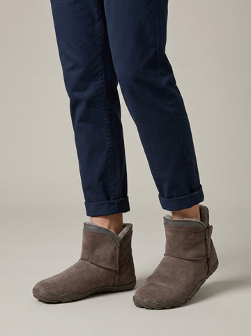 Men's Suede Ankle Boots with Fleece Lining and Buckle Strap