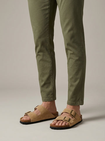 Men's Sandals Double Buckle Cork Footbed Slide Open Toe