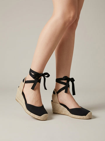 Women's Wedge Sandals Closed Toe Elastic Ankle Strap Espadrille