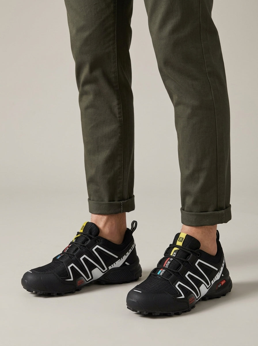 Men's Trail Low Top Sneakers - Lace-Up - Mesh and Overlay Upper