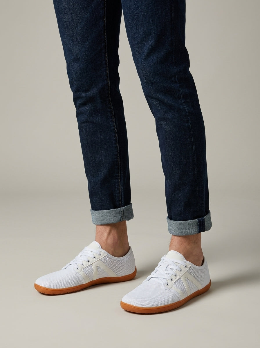 Men's Barefoot Sneakers Canvas Low-Top Lace-Up Gum Sole Round Toe