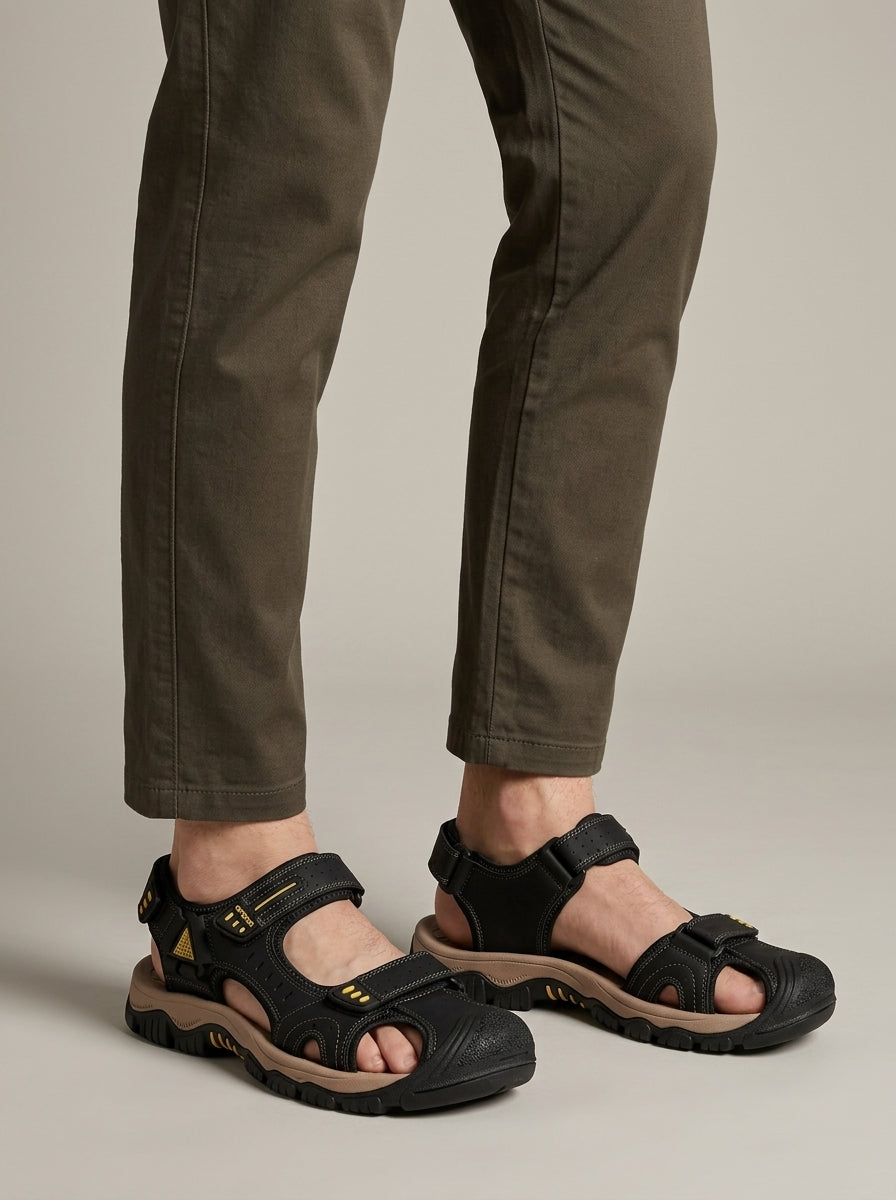 Men's Sandals Closed-Toe Protective Cap Adjustable Velcro Straps