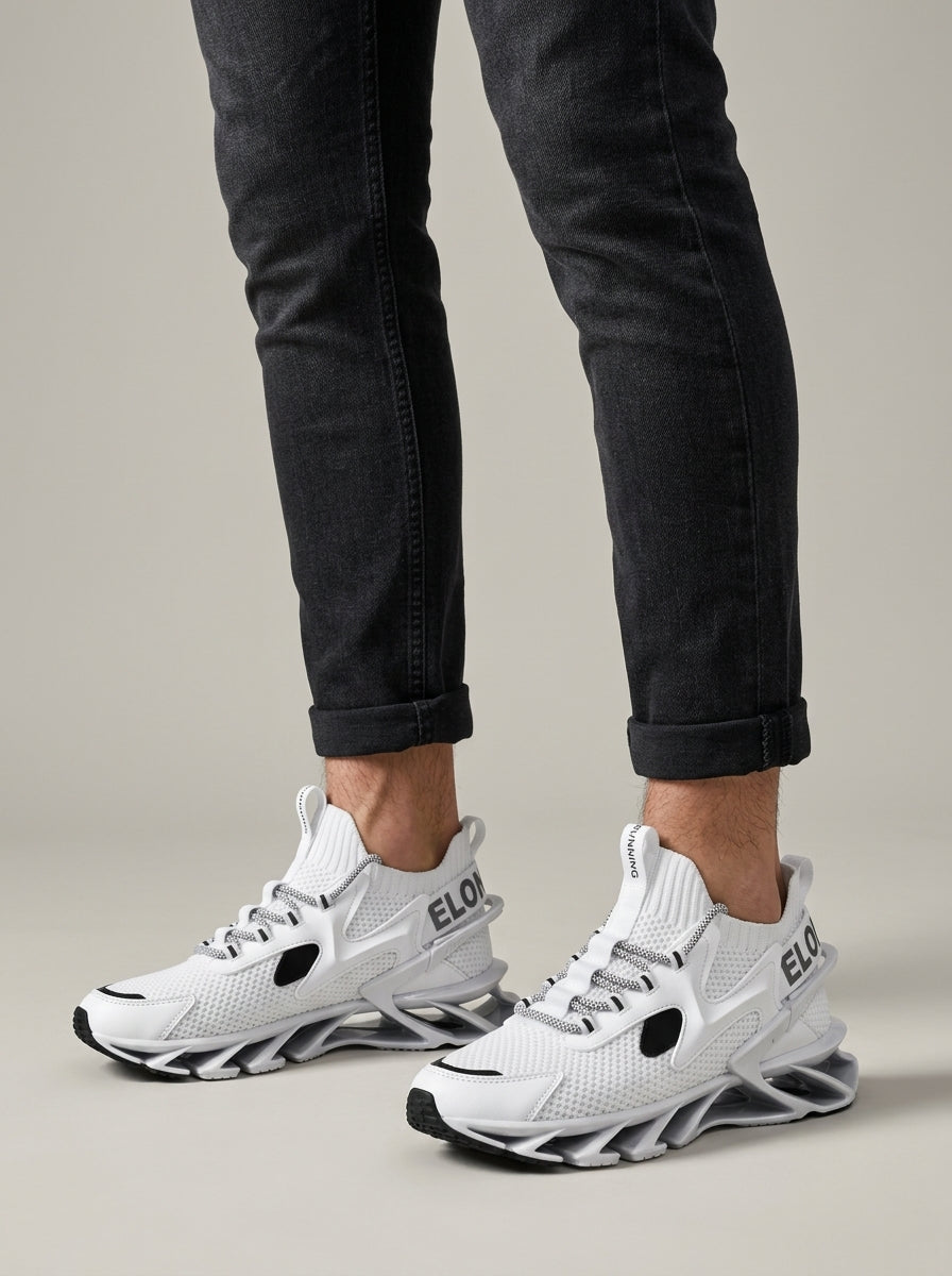 Men's High-Top Sneakers with Lace-Up Closure and Blade-Style Sole