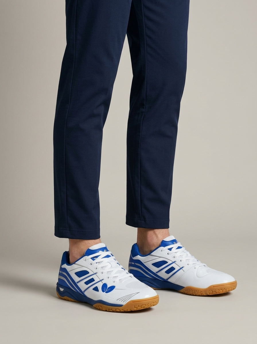 Men's Sneakers Geometric Striped Design - Lace-Up - Rubber Sole