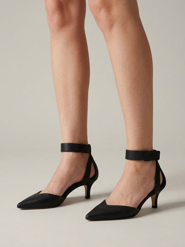 Women's Kitten Heels Pointed Toe Slingback Ankle Strap