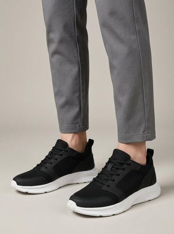 Men's Sneakers Lace-Up Low-Top Mesh Upper Chunky Sole - 6cm