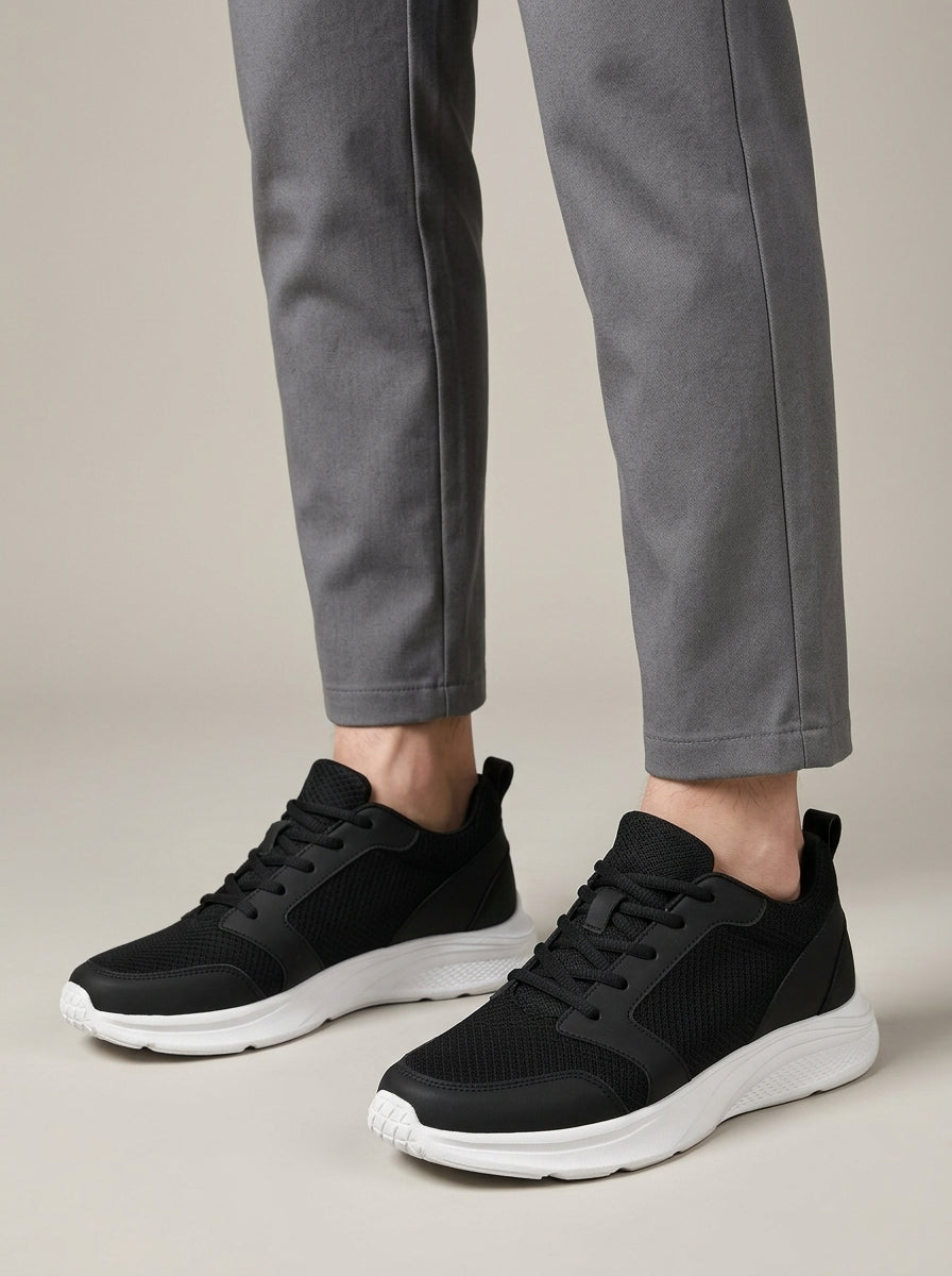 Men's Sneakers Lace-Up Low-Top Mesh Upper Chunky Sole - 6cm