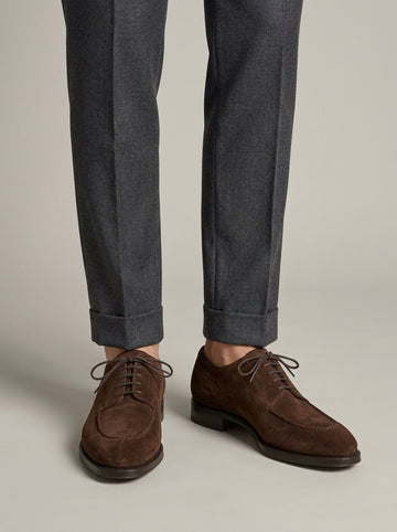Men's Suede Derby Oxfords - Moc Toe - Lace-Up Closure