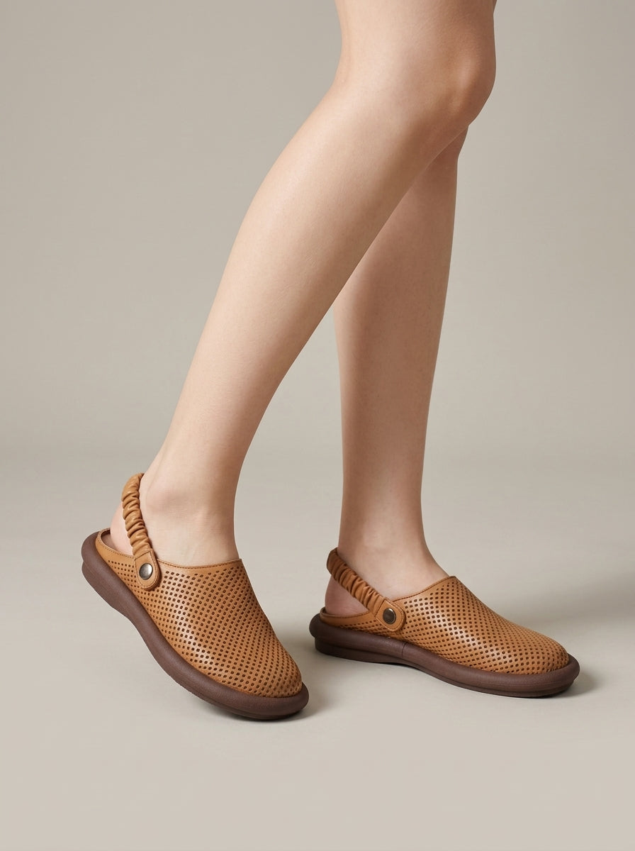 Women's Flats Perforated Slingback Closed-Toe Slip-On