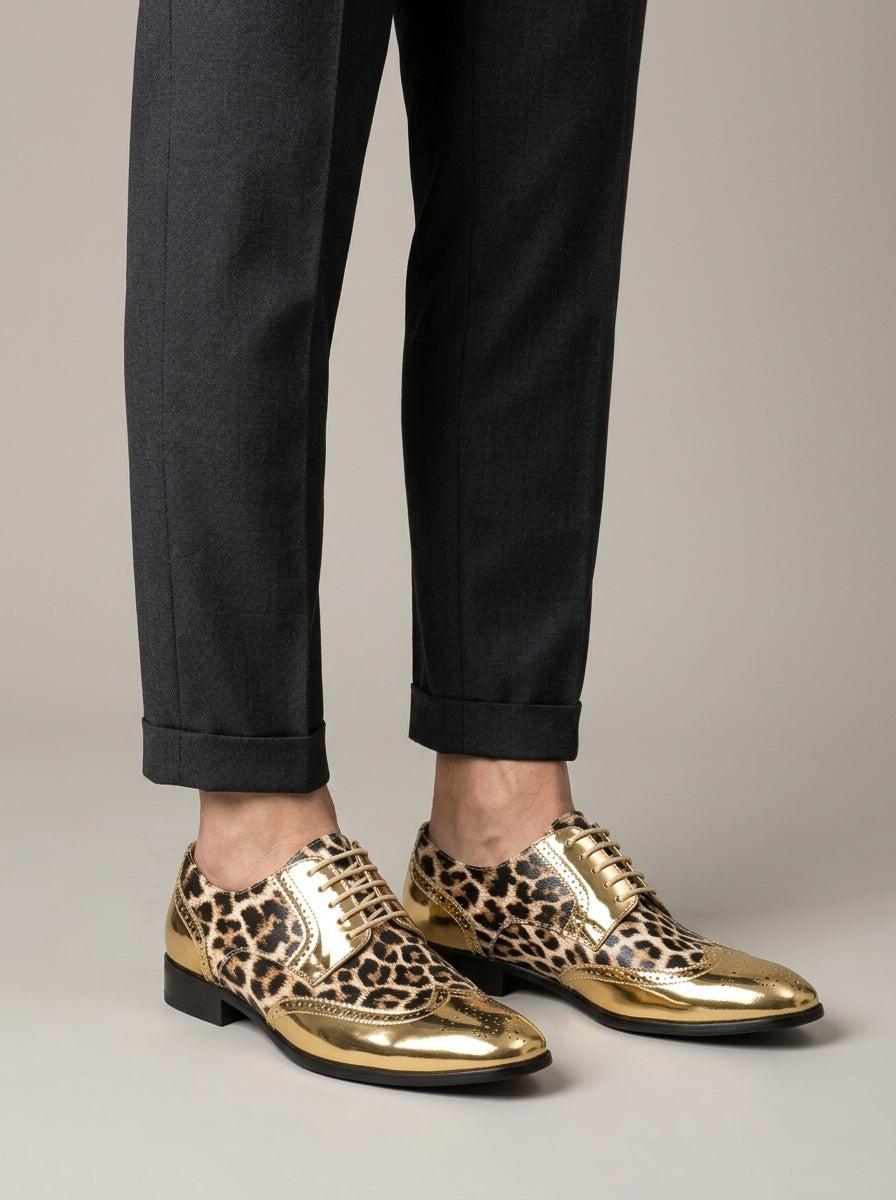 Men's Leopard Print Loafers Slip-On Pointed Toe