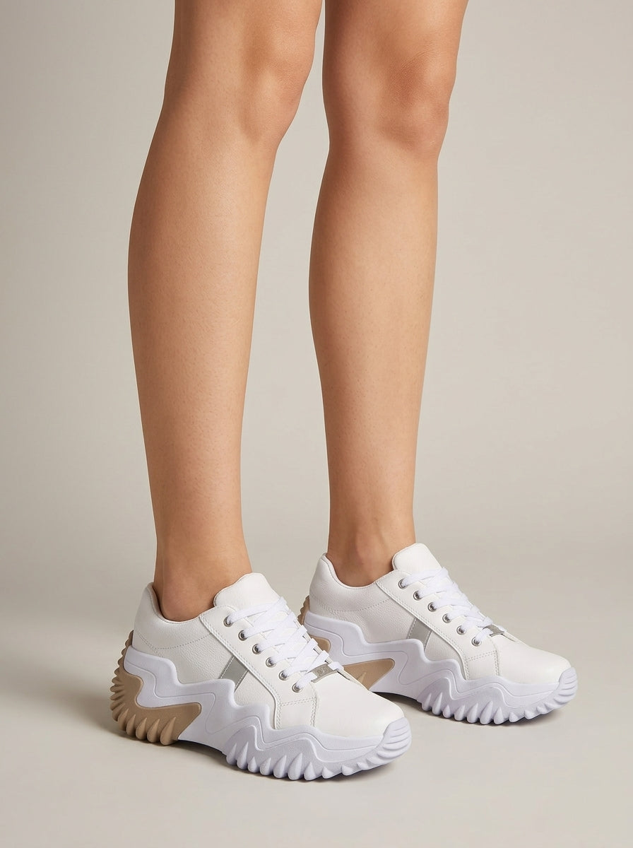 Women's Sneakers Platform Lace-Up Chunky Sole Low-Top