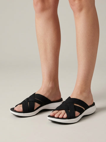 Women's Cross-Strap Slide Sandals with Cushioned Sole