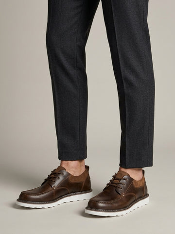 Men's Mocktoe Derby Shoes with Lace-Up Closure and Contrast Panel