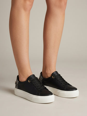 Women's Platform Sneakers - Lace-Up Low-Top - Chain Detail