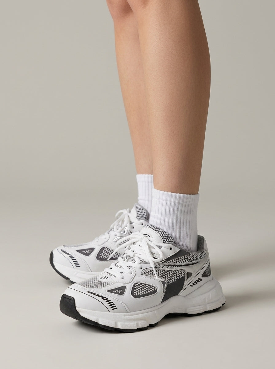 Women's Sneakers Lace-Up Mesh Panels Chunky Platform Sole