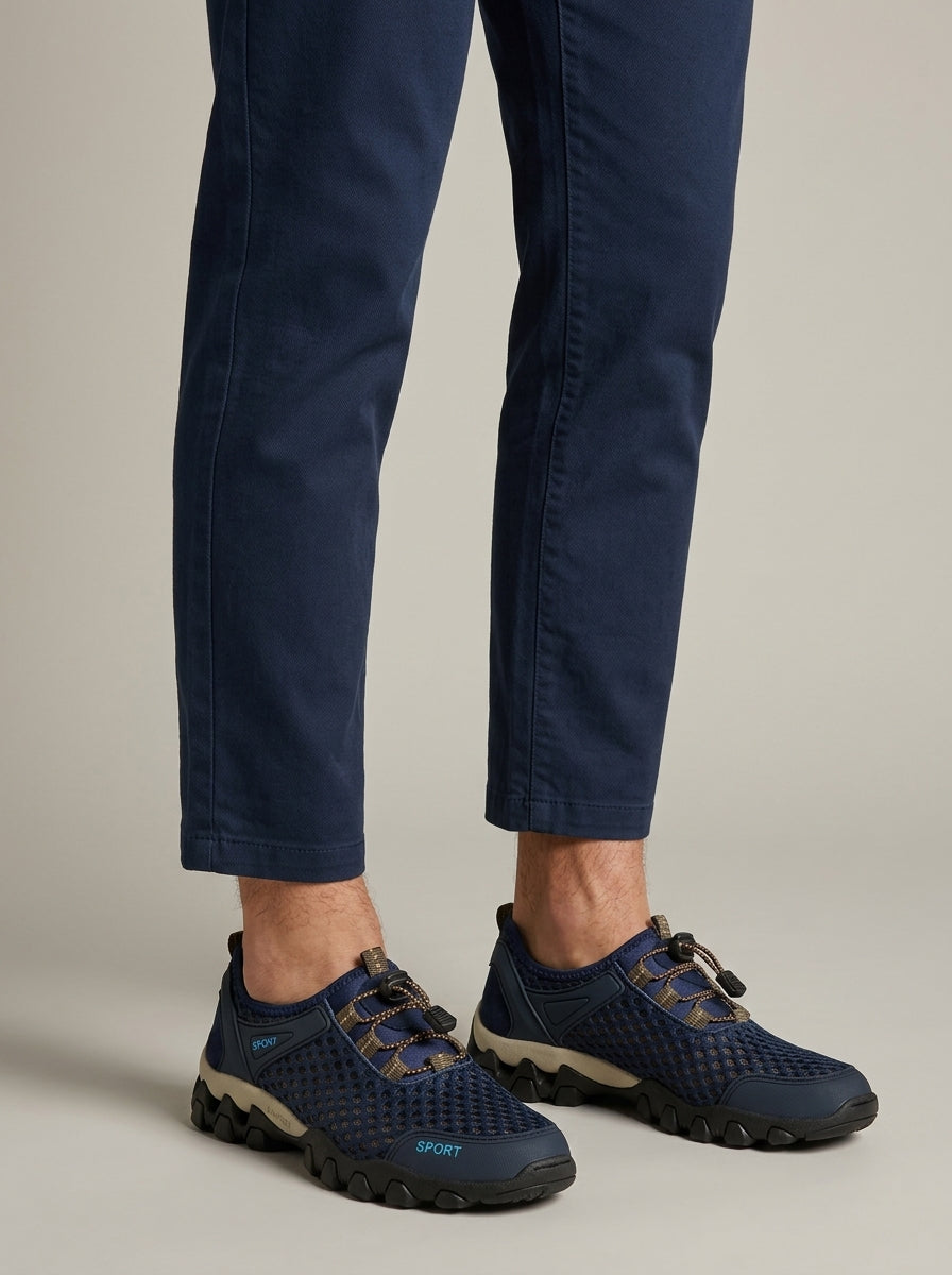 Men's Sneakers Lace-Up Low-Top Soft Sole Casual Walking Shoes