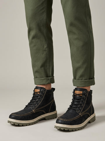 Men's Mocktoe Boots Casual Wedge Sole Lace-Up Ankle