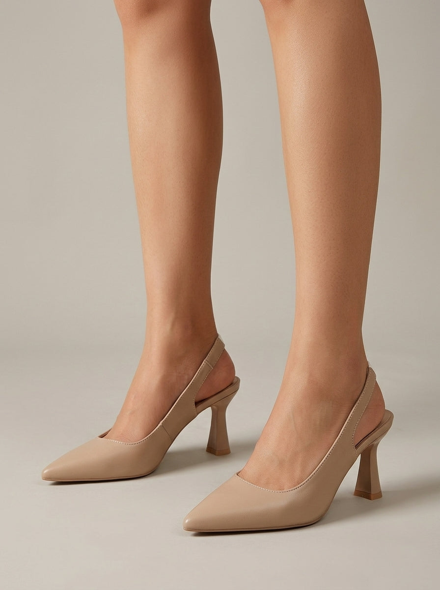 Women's Heels Pointed Toe Slingback Mid Block Heel