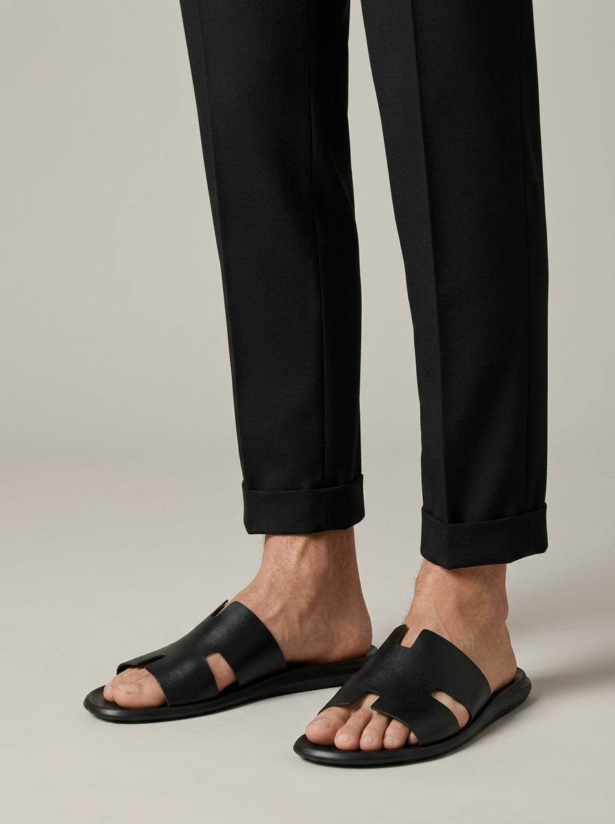 Men's Slide Sandals with Cutout Strap Design