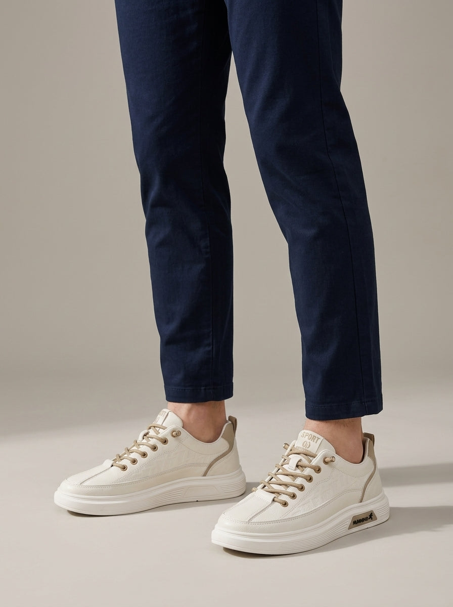 Men's Sneakers Low-Top Lace-Up Platform Sole Mixed Material