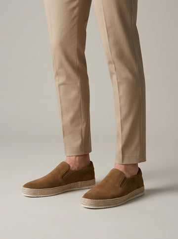 Men's Slip-On Sneakers Suede Upper Espadrille Sole Round Toe