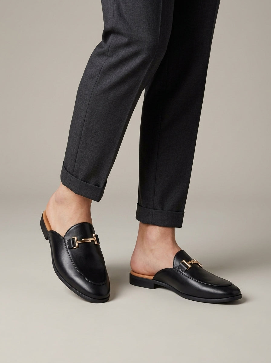 Men's Flats Backless Closed-Toe Slip-On Loafer Mules