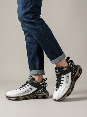 Men's Air Cushion Sneakers - Mixed Material Low-Top Athletic Shoes