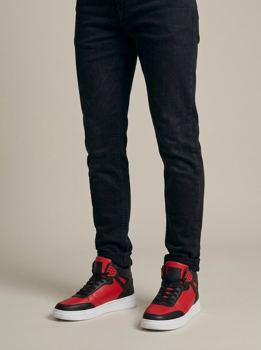 Men's High Tops - Lace-up - Mixed Material Construction