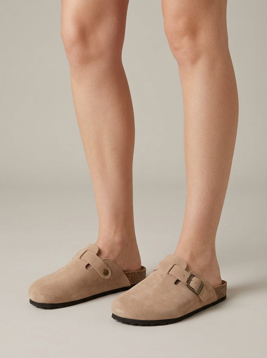 Women's Mules - Round Toe - Adjustable Strap - Thick Sole - Wide