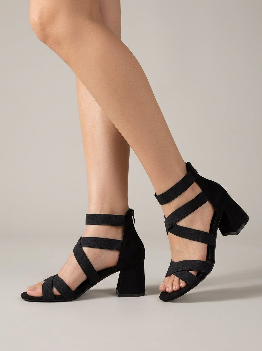 Women's Crisscross Strappy Sandals with 6.5cm Block Heel