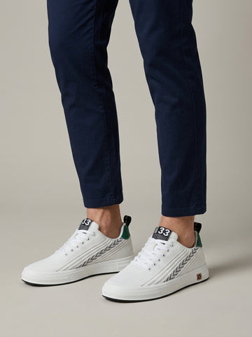 Men's Sneakers Mesh Upper Chevron Stripe Lace-Up Low-Top - 6cm