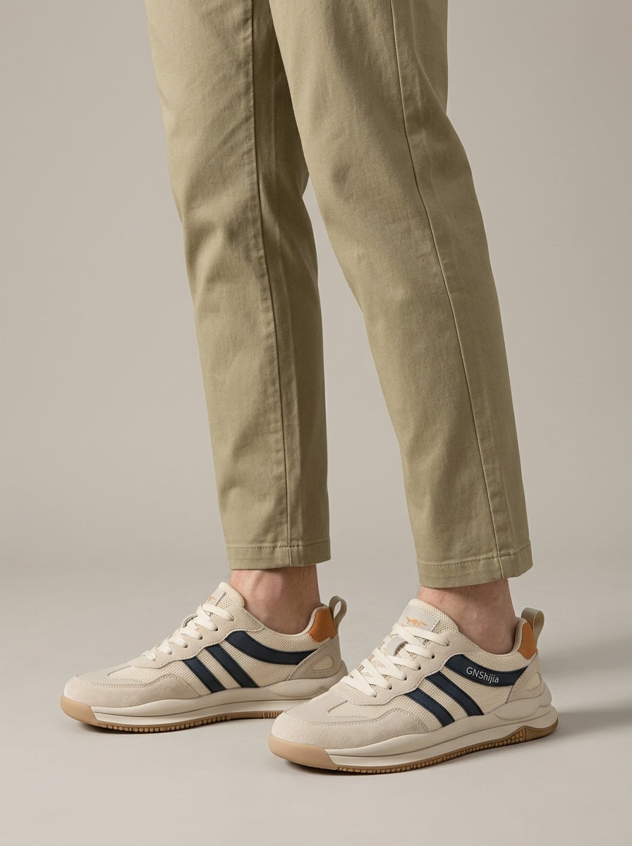 Men's Sneakers Low-Top Retro Basketball Style Thick Sole Lace-Up