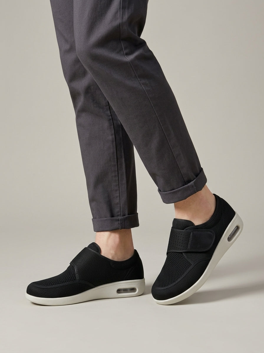 Men's Slip-On Casual Shoes - Round Toe - Mesh Upper - Velcro Strap - Air Sole