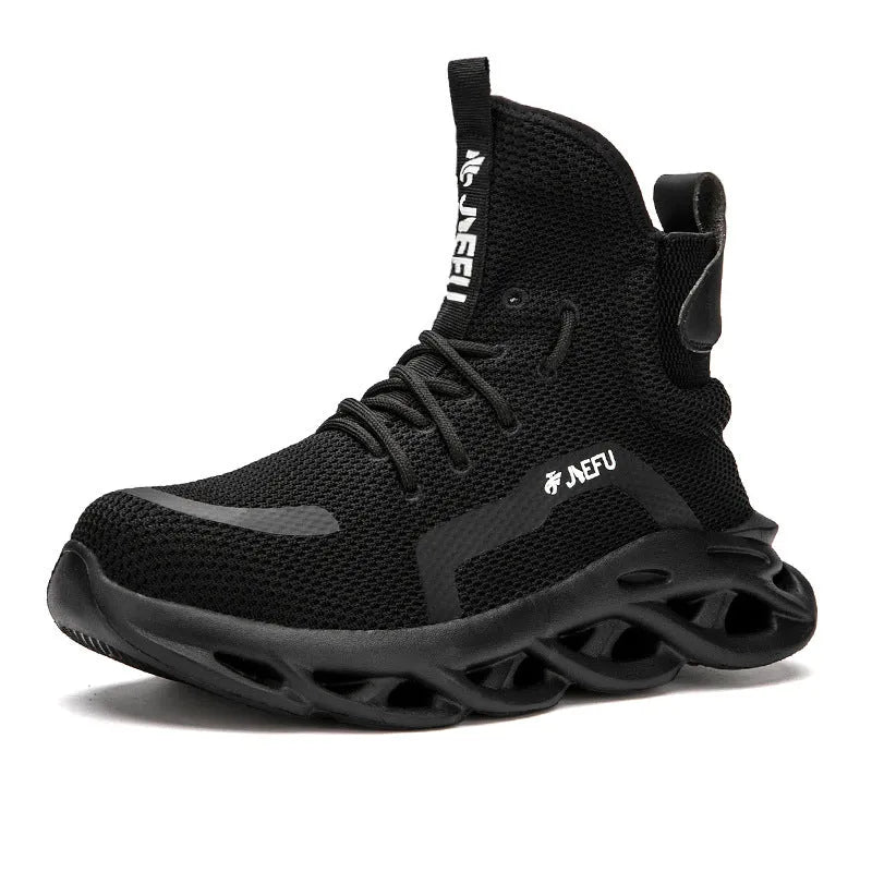 Men’s High-Top Safety Shoes with Lace-Up Closure and Sculpted Sole