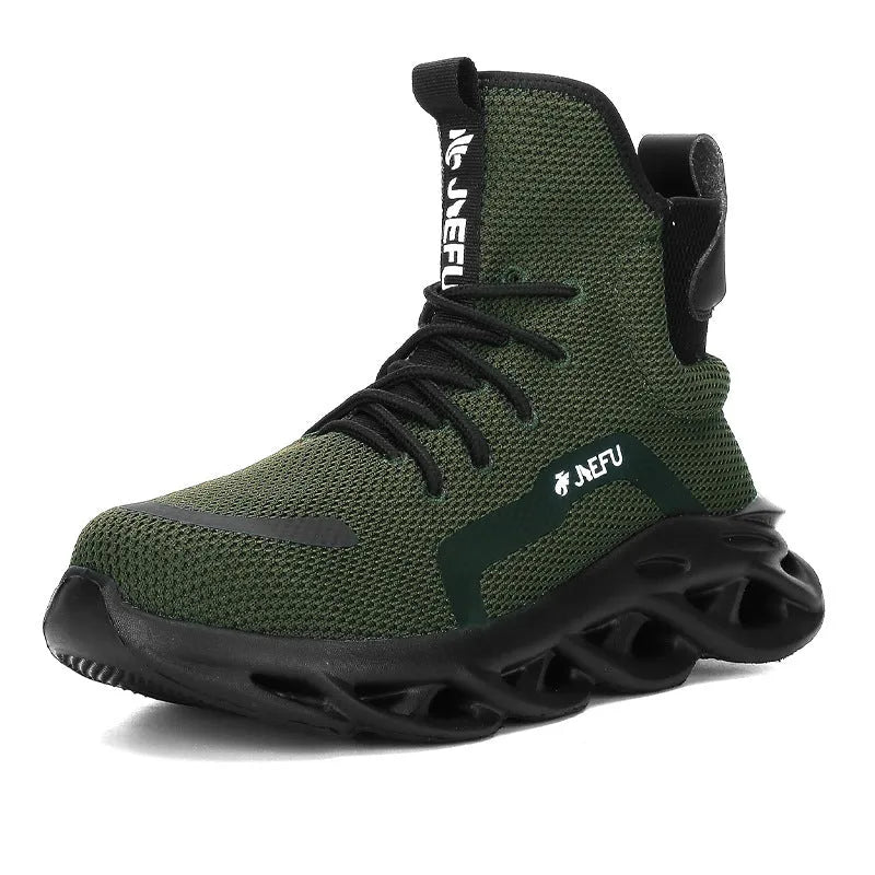 Men’s High-Top Safety Shoes with Lace-Up Closure and Sculpted Sole