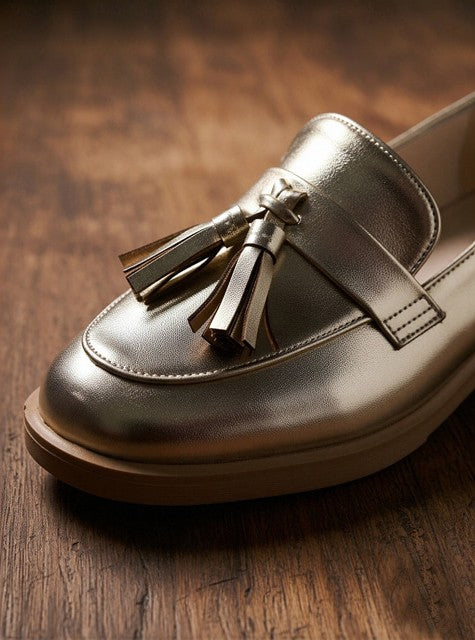 Women’s Tassel Loafers with Rounded Toe and Low Block Heel