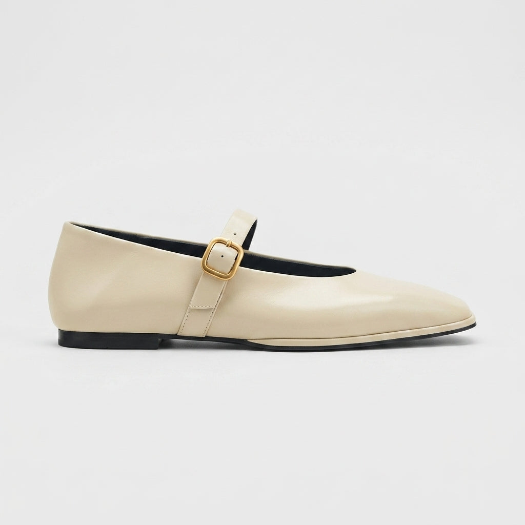 Women's Square Toe Mary Jane Flats - Buckle Strap Ballet Shoes