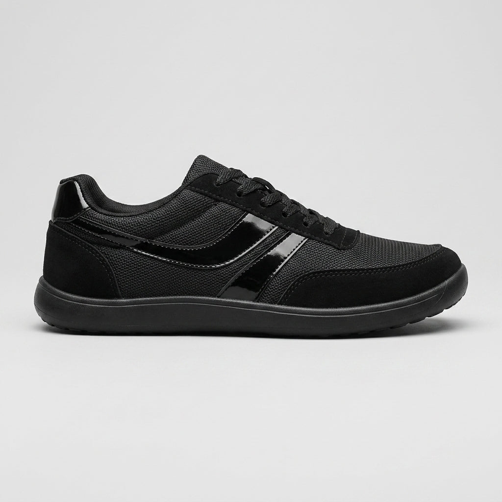 Men's Casual Sneakers – Lace-Up Low Top Mesh Upper with Stripe Detail