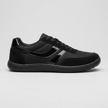 Men's Casual Sneakers – Lace-Up Low Top Mesh Upper with Stripe Detail