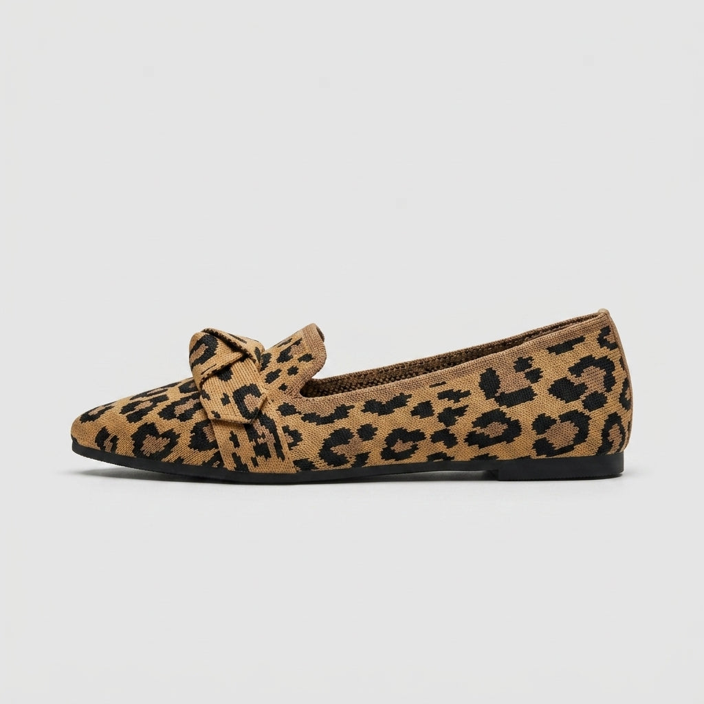 Women's Flats Pointed Toe Knotted Bow Slip-On Knit Loafers