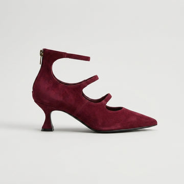 Women's Heels - Pointed Toe - Kitten Heel - Ankle Strap Cutout