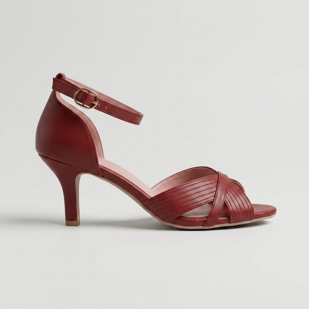 Women's Heels Open-Toe Stiletto Ankle Strap Woven Upper