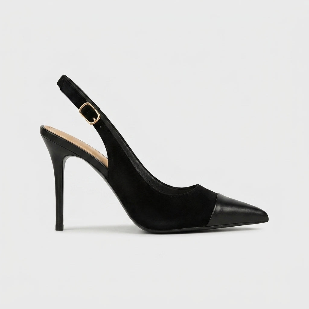 Women's Slingback Heels Pointed Toe High Heel Buckle Strap - 9.5cm Height