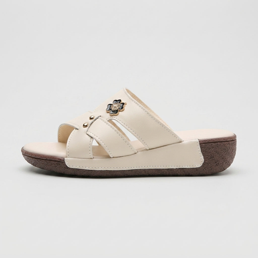 Women's Sandals Slide Open-Toe Wide Crossover Straps Flat