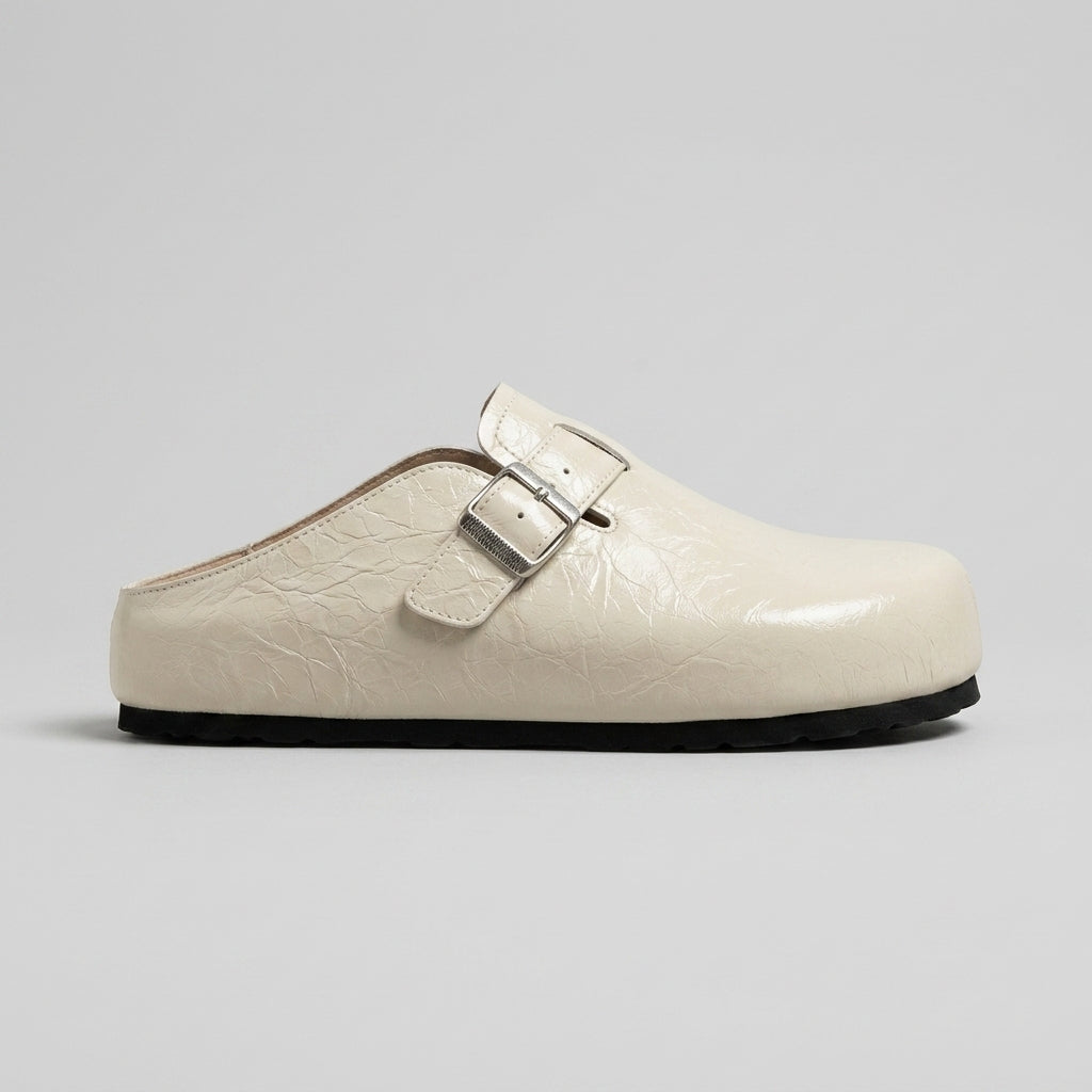 Women's Closed Toe Buckle Mules with Platform Sole