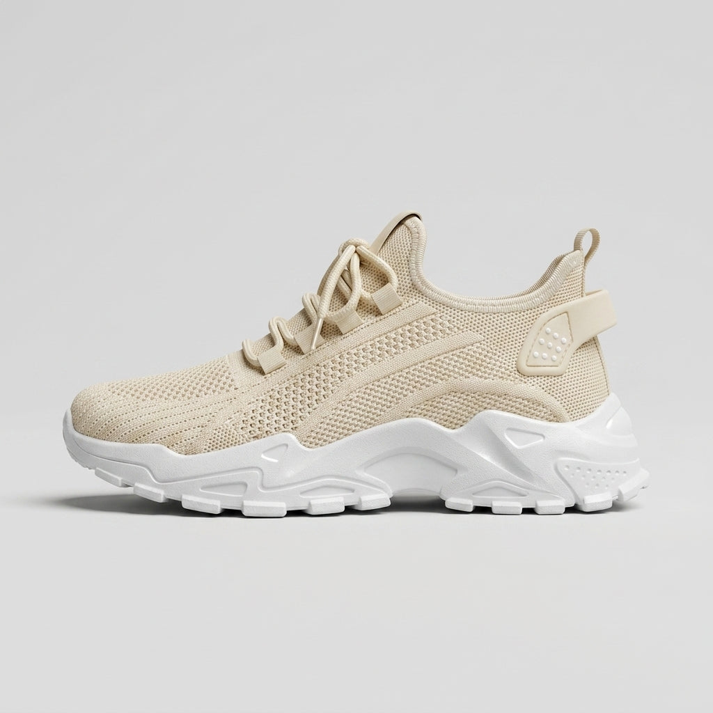 Women's Chunky Knit Sneakers with Lace-Up Closure and Lugged Sole