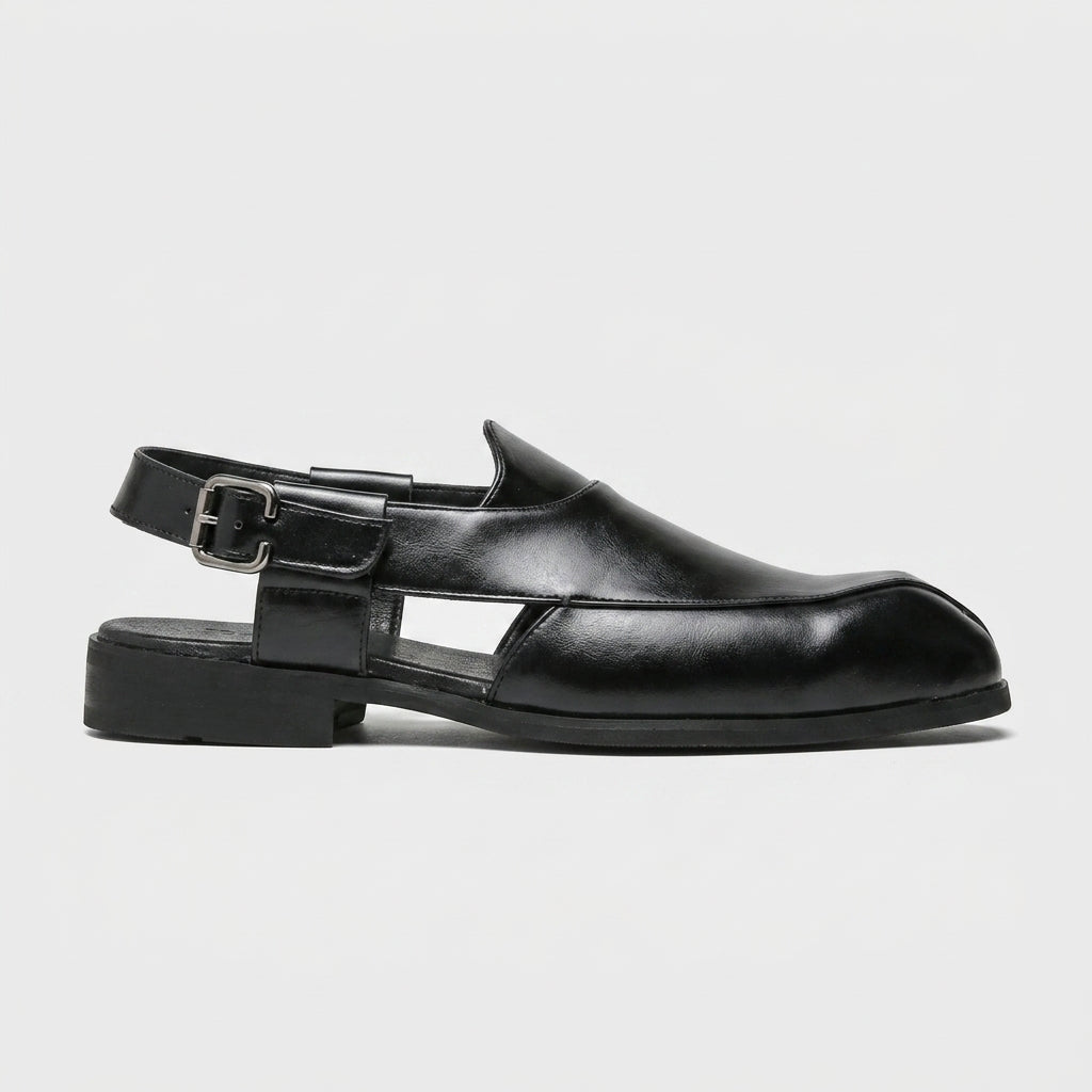 Men's Flats Slingback Closed-Toe Loafer Low Block Heel