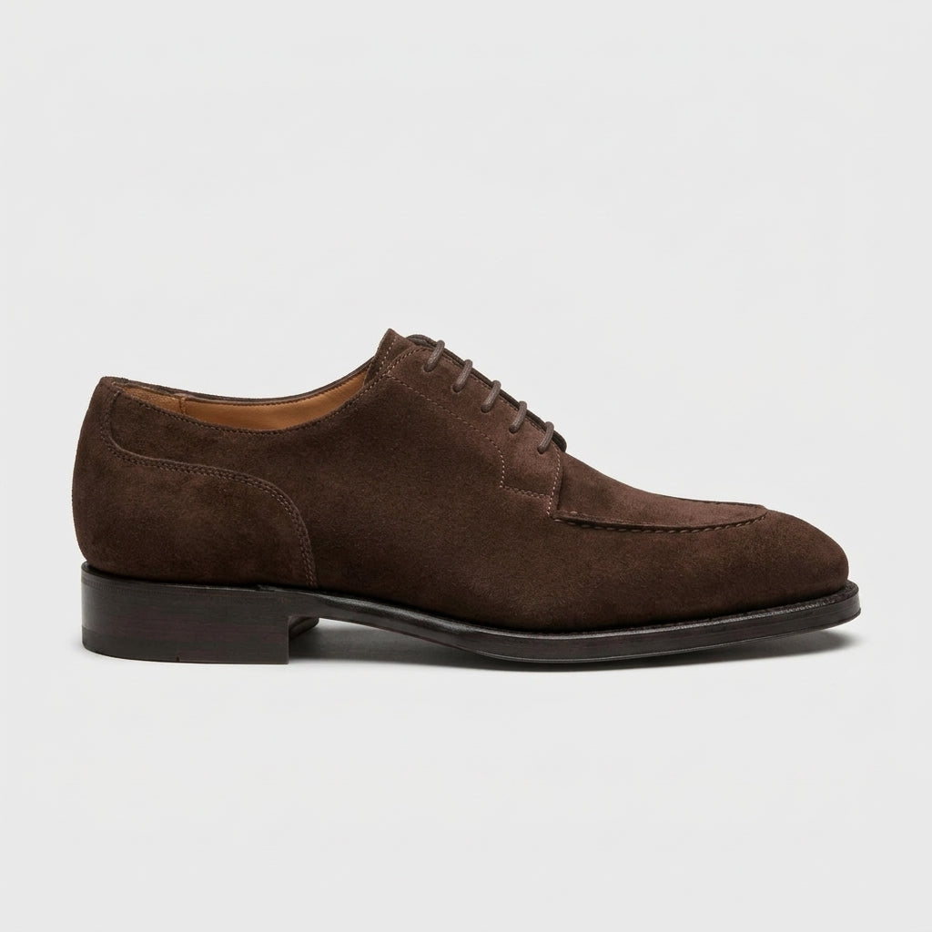 Men's Suede Derby Oxfords - Moc Toe - Lace-Up Closure