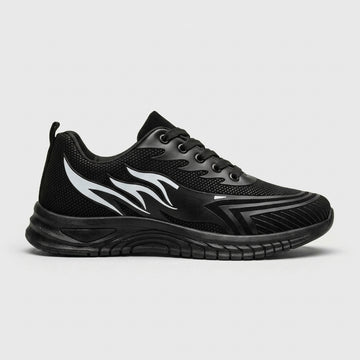Men's Lace-Up Mesh Sneakers with Rounded Toe and Ribbed Outsole
