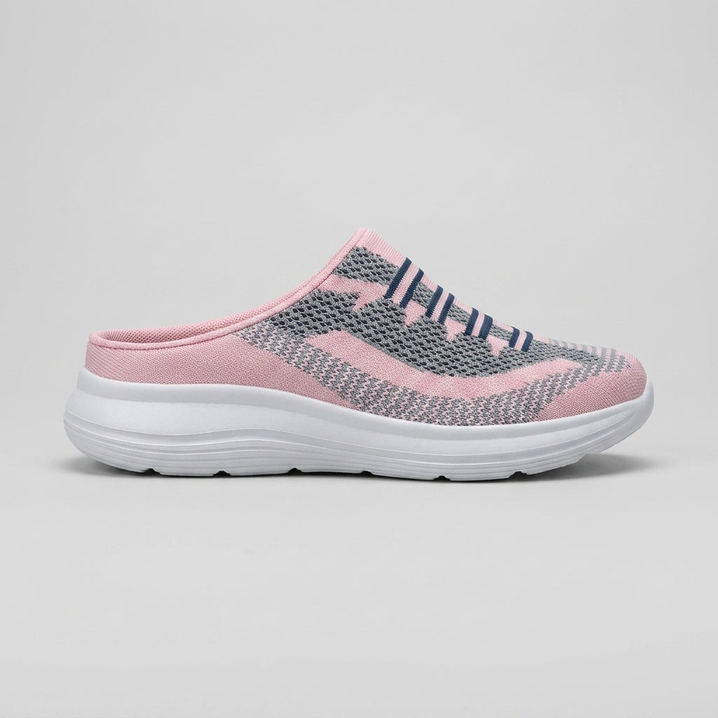 Women's Sneakers Slip-On Mesh Mule - Stripe Pattern Flex Sole